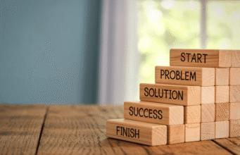 How to Handle an IRS Audit in 2026: Step-by-Step Guide from a CPA Stack of wooden blocks labeled START, PROBLEM, SOLUTION, SUCCESS, FINISH, symbolizing a problem-solving process.